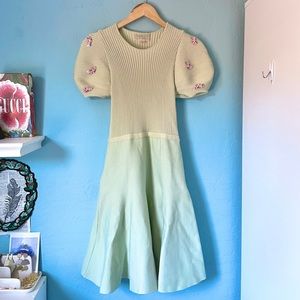 giambattista valli mint dress green knit floral xs princess flower puff sleeve